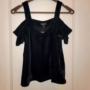 Topshop Black Velvet Women's Top, 4, Cold Shoulder